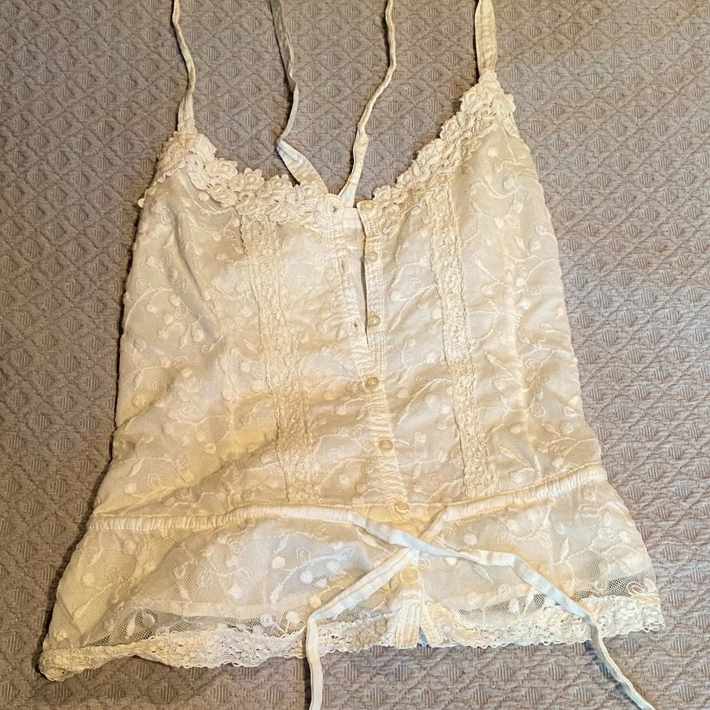 Cream-Colored Lace Hollister Tank